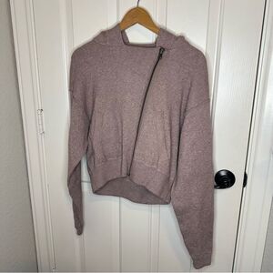 Free People Mauve Asymmetrical Zipper Knit Jacket Sz XS Lagonlook Chic Preppy